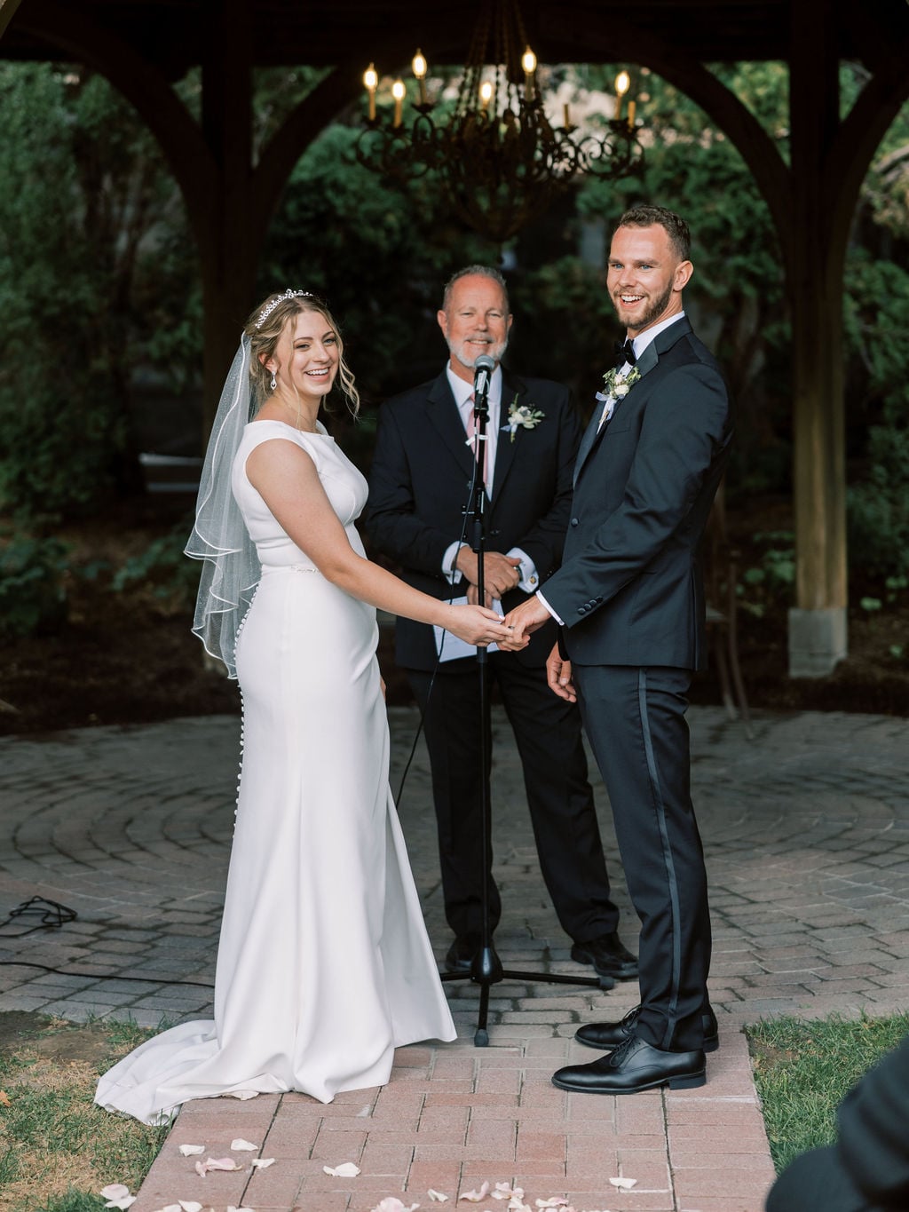 Exchanging vows under the gazebo at Ashton Gardens, Thanksgiving Point