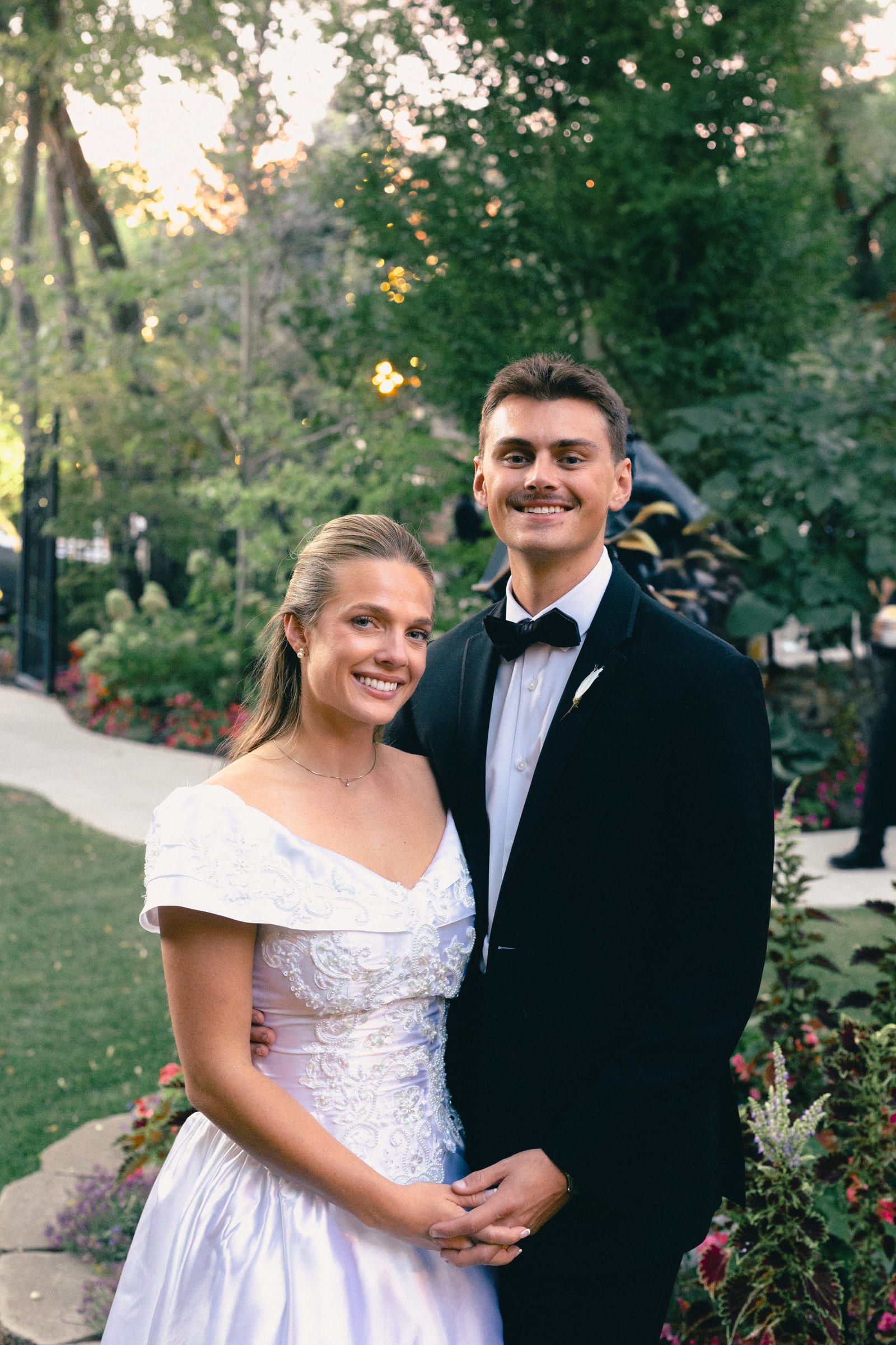 Kyle and Marita wedding at Bellissimo Gardens, the couple at dusk