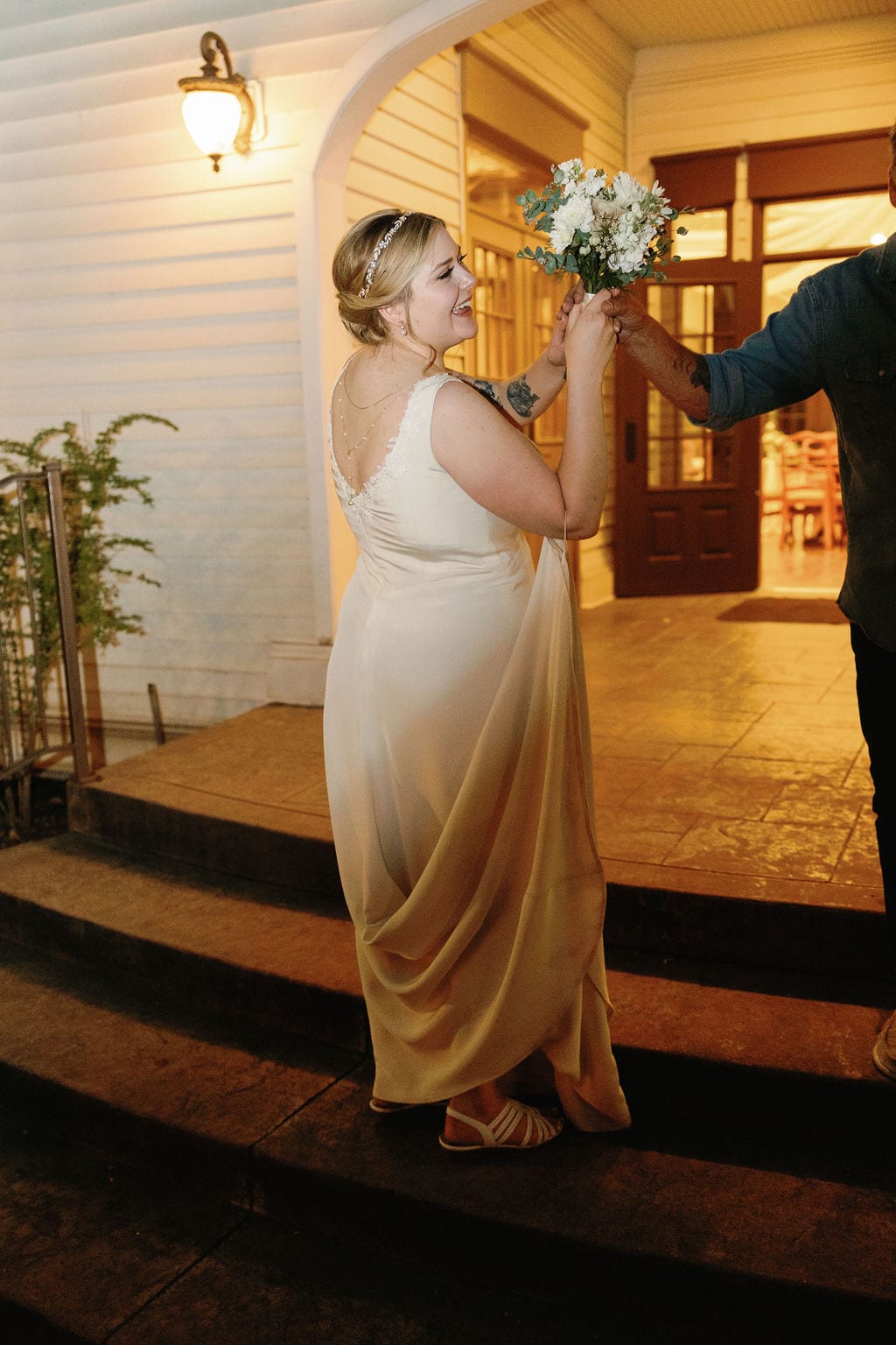 The bouquet toss at Eldredge Manor
