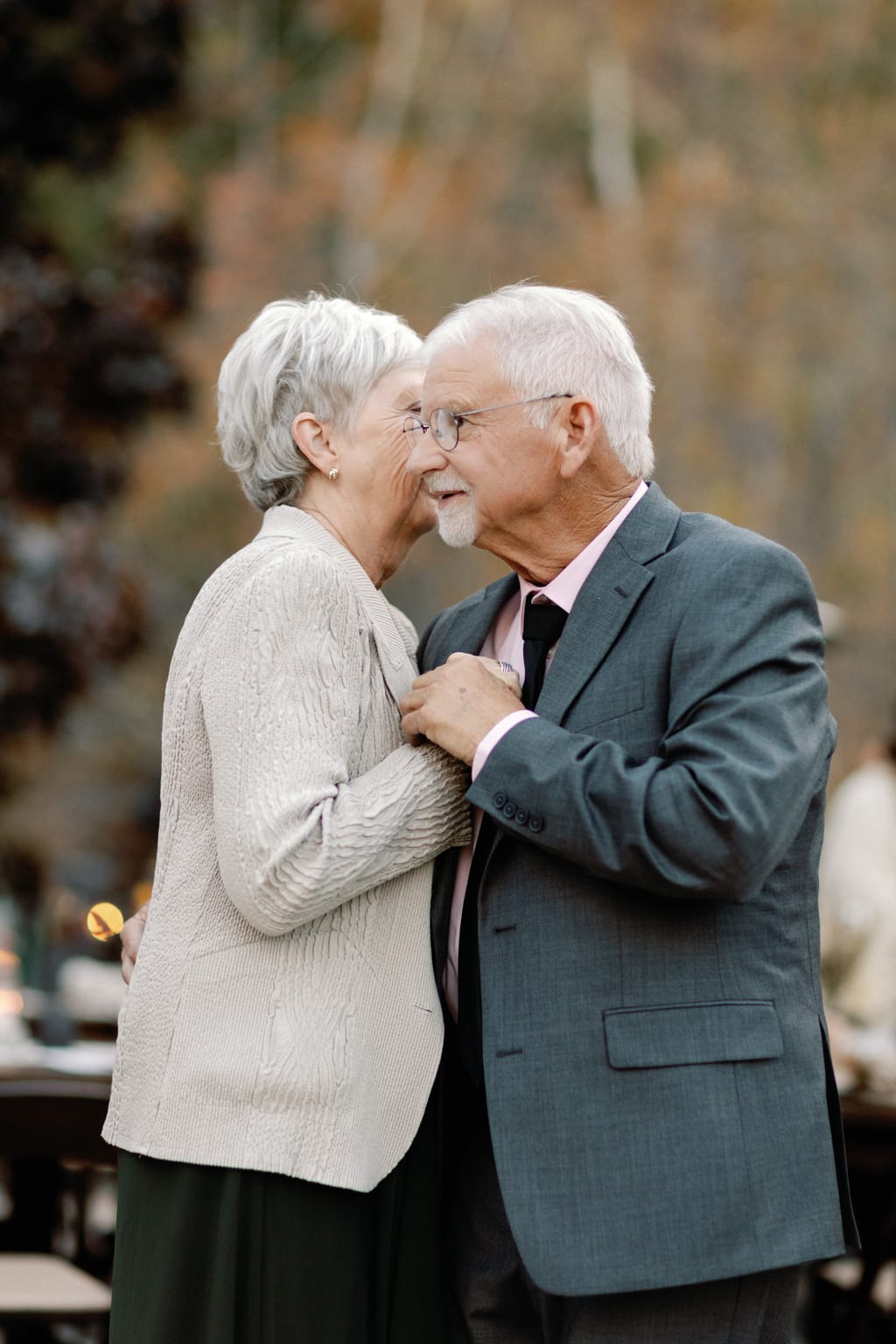 A tender moment between grandparents on the dance floor, Sundance, Utah