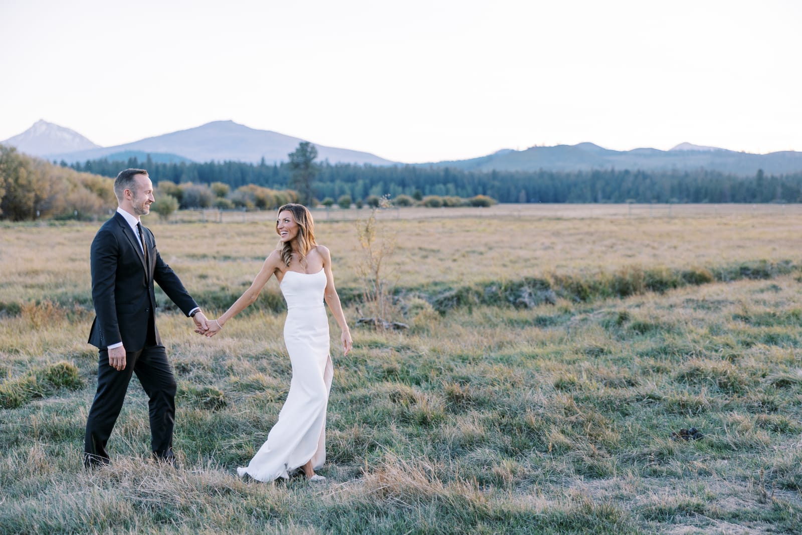 Utah wedding couple in mountain meadow